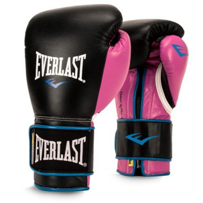 Перчатки боксерские Everlast PowerLock PU - Black/Pink