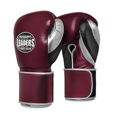 Перчатки боксерские Leaders Long Velcro - Dark Red
