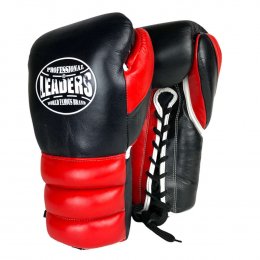 Перчатки боксерские LEADERS LEAD SERIES на шнуровке - Black/Red